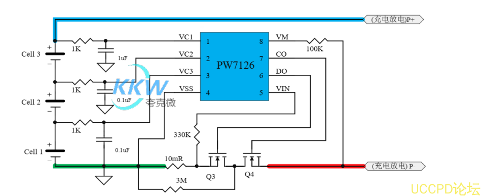 f_7ee1b5fd24ddcfd9b7bb8cc371ef17fa.png PW7126 三節串聯鋰電池保護方案闆, 10A 過流, 81號
