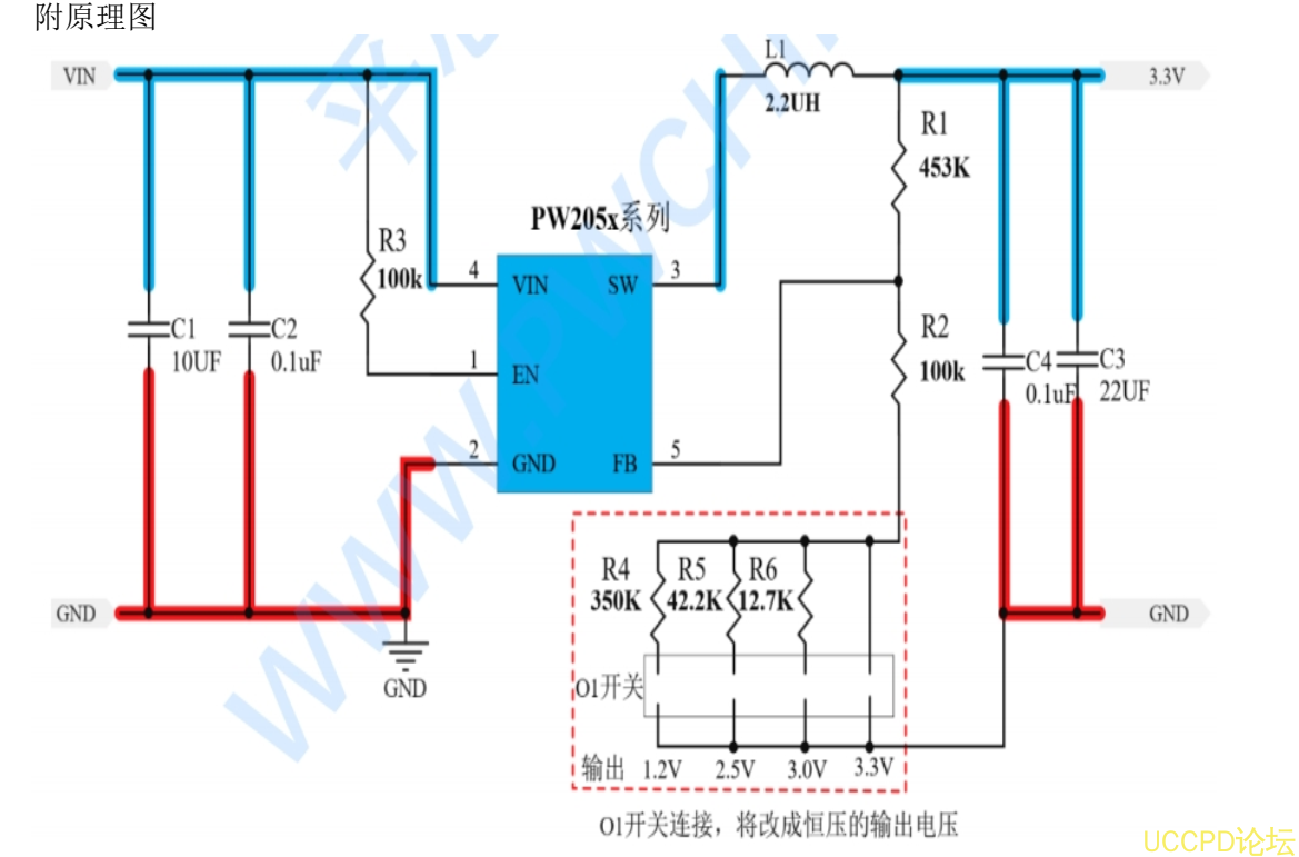 f_a012b55b280f530110e4417ff8578594.png PW2051 的降壓電路闆39號,PW2051 芯片的封裝爲 SOT23-5