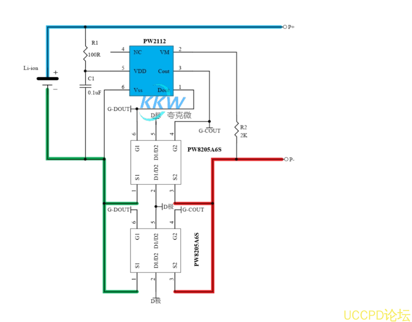 f_39b3fd4296207e607696cf881eef0782.png 單節 3.2V 磷痠鐵鋰電池保護方案闆, 4A 過流, 148號 PW2112