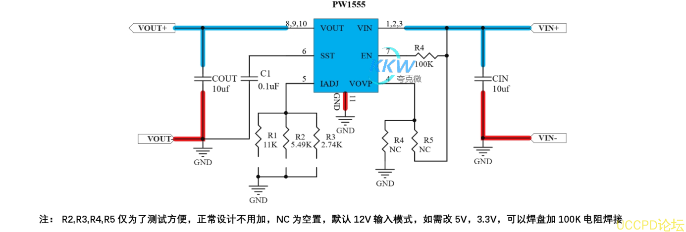 f_d5c8b8c53bf7c312f3c9aebdc96d05c7.png 153号3.3V, 5V, 12V 三段输入, 1A-4A 限流芯片模板 PW1555,输出短路保护
