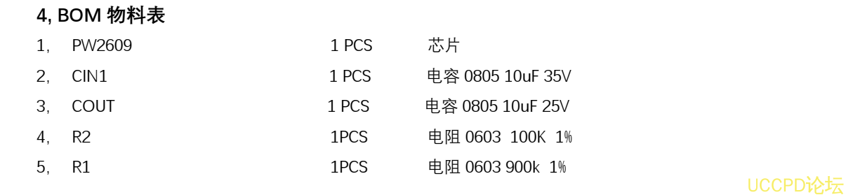 f_63aab325f0712c98ee76965b9ea82a30.png 36V 耐压的输入过压保护关闭模板 PW2609A, 6.1V, 12V 保护点 157号